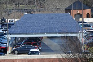 Solar array on the parking deck of Washington and Lee University