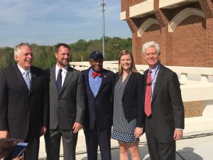 Speakers at the ribbon cutting event. From Left to Right: Governor Terry McAuliffe, Rob Andrewjeski, Dr. Ronald Crutcher, Zoe Kolberg-Shuler and Tony Smith. 