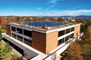 Solar array on the Sadie Hartzler Library at Eastern Mennonite University 