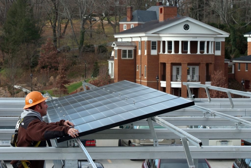 Solar panel installation at Washington & Lee
