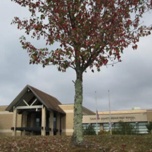 A tree stands in front of Calhoun County Middle/High School.