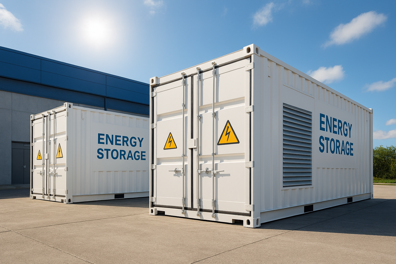 Batteries for energy storage inside containers