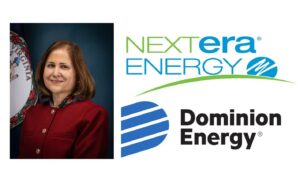 Photo of VA LTG Hashmi with logos of NextEra and Dominion